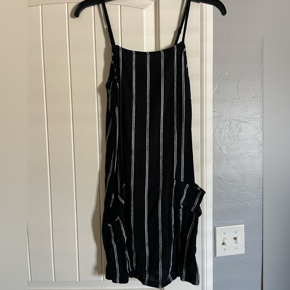 black dress with white strips
